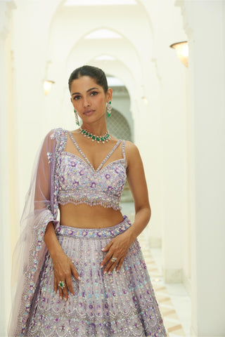 Organza Lehenga Set Indian Wedding – Purple Evening by Nitika Gujral