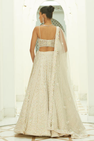 Net Embroidered Lehenga Set Indian Wedding – Ivory by Nitika Gujral