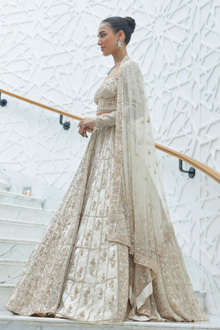 Organza Lehenga Set Indian Wedding – Beige Elegance by Nitika Gujral