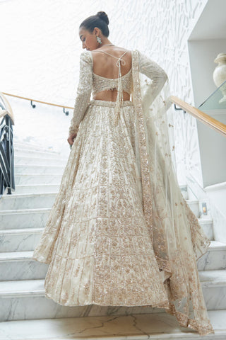 Organza Lehenga Set Indian Wedding – Beige Elegance by Nitika Gujral