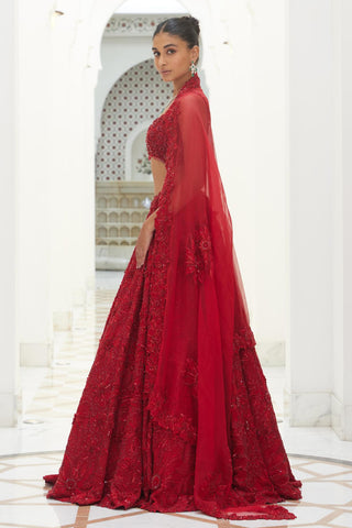 Red Raw Silk Lehenga Set Indian Wedding – Bridal by Nitika Gujral