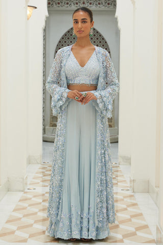 Blue Sharara Set Indian Wedding – Evening Festive by Nitika Gujral