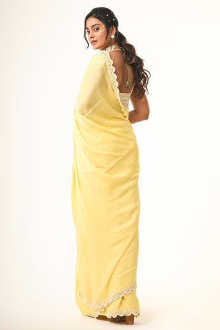 Yellow chiffon saree
