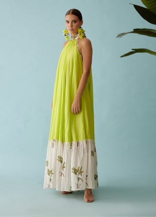 Lime green halter maxi dress