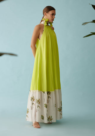 Lime green halter maxi dress
