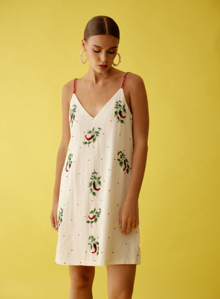 Off-white chilli print v-neck slip dress