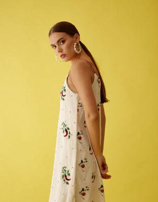 Off-white chilli print v-neck slip dress