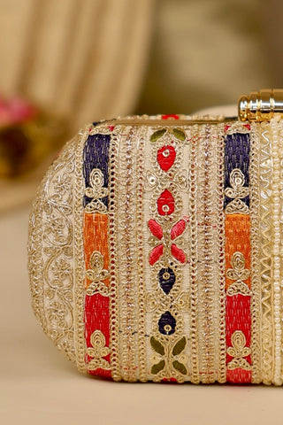Multicolor naaz embroidered capsule clutch