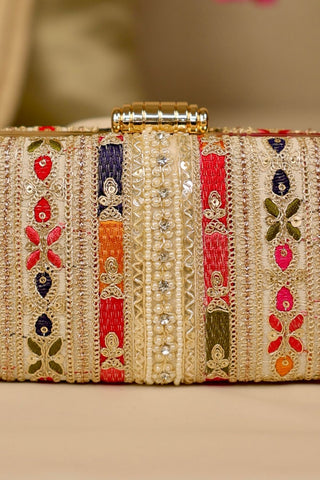 Multicolor naaz embroidered capsule clutch