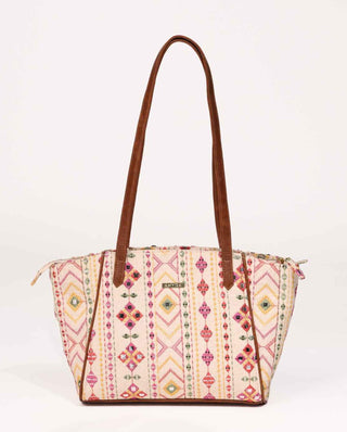 Multicolor nadia mirror embroidered terra tote bag