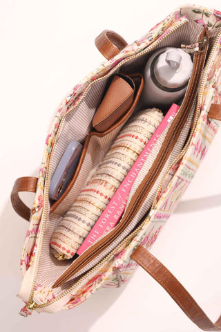 Multicolor nadia mirror embroidered terra tote bag