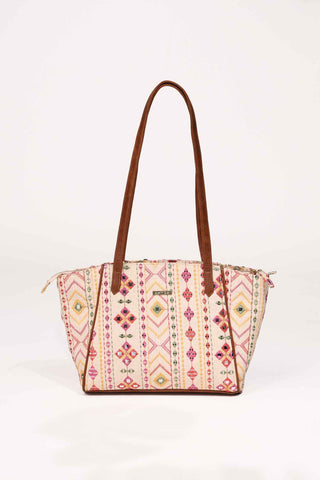 Multicolor nadia mirror embroidered terra tote bag