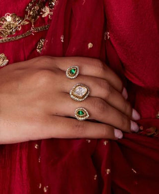 Heritage Ring for Indian Weddings – Green Nandini by Amraani