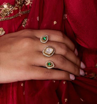 Heritage Ring for Indian Weddings – Green Nandini by Amraani