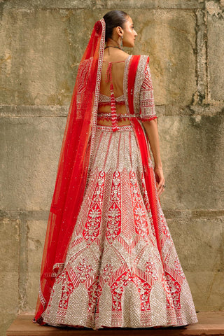 Red Lehenga for Indian Wedding – Silver Work by Nitika Gujral