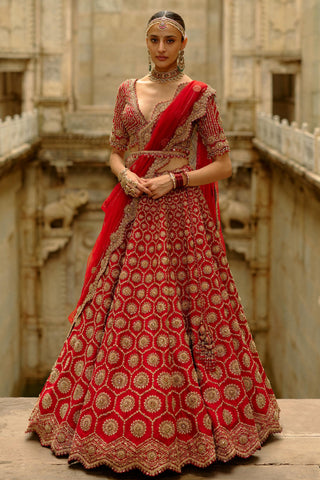 Red Lehenga for Indian Wedding – Umang Raw Silk by Nitika Gujral