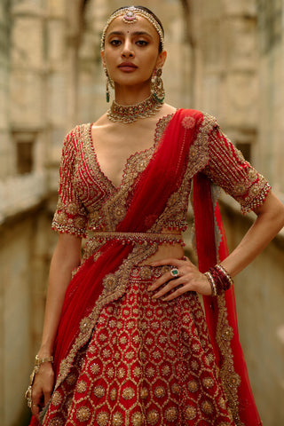 Red Lehenga for Indian Wedding – Umang Raw Silk by Nitika Gujral