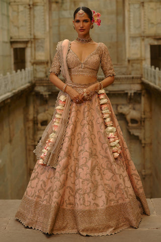 Peach Lehenga for Indian Wedding – Umang Raw Silk by Nitika Gujral