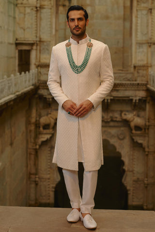 Ivory sherwani set for Indian Wedding – Embroidered Umang Sherwani by Nitika Gujral