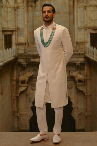 Ivory sherwani set for Indian Wedding – Embroidered Umang Sherwani by Nitika Gujral