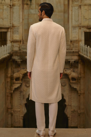Ivory sherwani set for Indian Wedding – Embroidered Umang Sherwani by Nitika Gujral