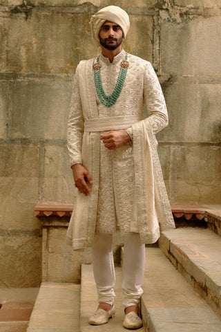 Linen sherwani set for Indian Wedding – Umang Sherwani by Nitika Gujral