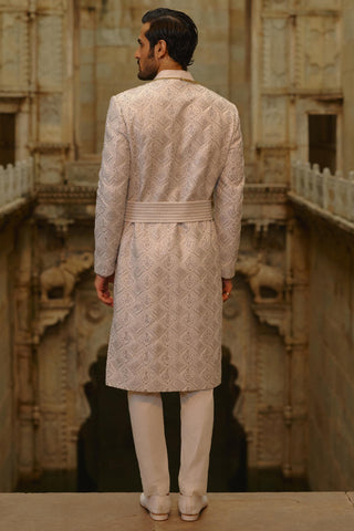 Grey sherwani set for Indian Wedding – Embroidered Umang Sherwani by Nitika Gujral