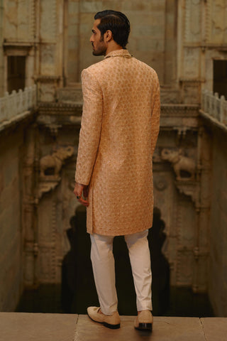 Peach sherwani set for Indian Wedding – Umang Sherwani by Nitika Gujral