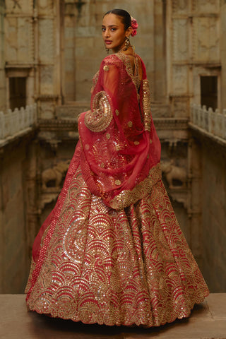 Mirror Work Lehenga for Indian Wedding – Umang Rust by Nitika Gujral
