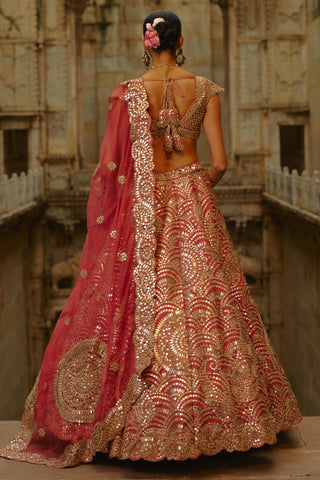 Mirror Work Lehenga for Indian Wedding – Umang Rust by Nitika Gujral