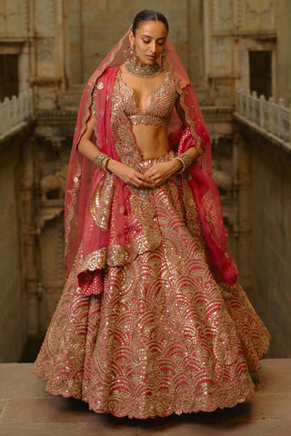 Mirror Work Lehenga for Indian Wedding – Umang Rust by Nitika Gujral