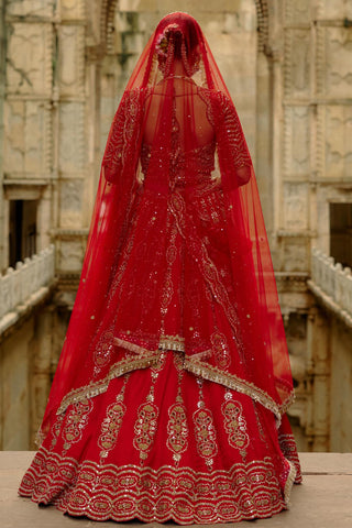 Satin Lehenga for Indian Wedding – Umang Red by Nitika Gujral