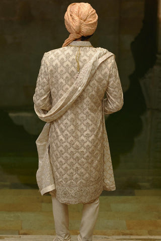 Ivory sherwani set for Indian Wedding – Taffeta Umang Sherwani by Nitika Gujral