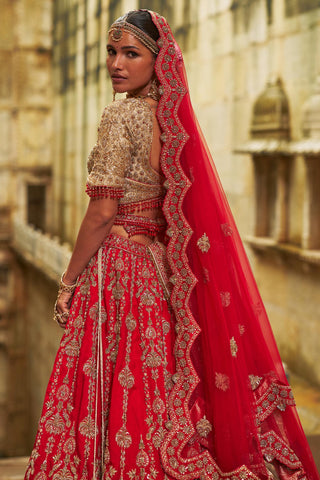 Red Lehenga for Indian Wedding – Umang Gold by Nitika Gujral