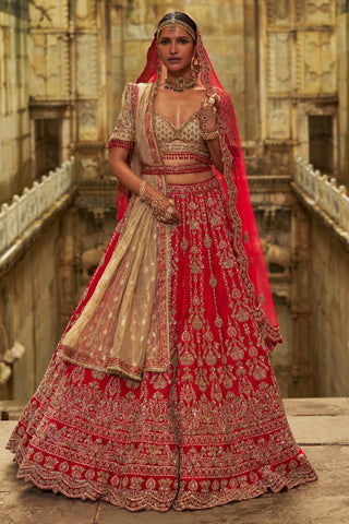 Red Lehenga for Indian Wedding – Umang Gold by Nitika Gujral