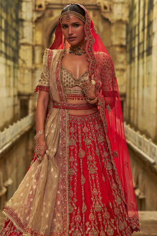 Red Lehenga for Indian Wedding – Umang Gold by Nitika Gujral