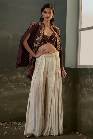 Sharara Set for Indian Wedding – Burgundy Noor by Nitika Gujral