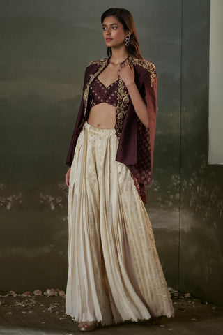 Sharara Set for Indian Wedding – Burgundy Noor by Nitika Gujral