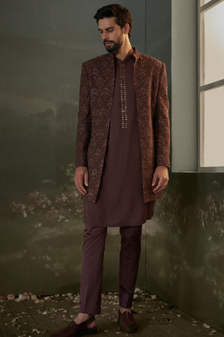 Sherwani set for Indian Wedding – Brown Navyaa by Nitika Gujral