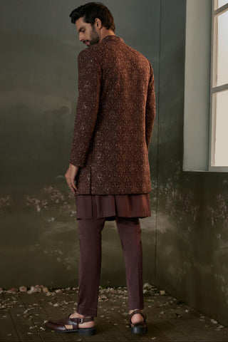 Sherwani set for Indian Wedding – Brown Navyaa by Nitika Gujral