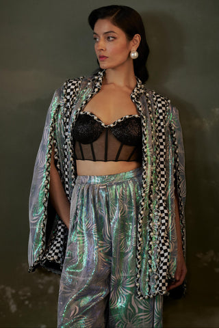 Jacket Set for Contemporary Wear – Printed Metallic Noor by Nitika Gujral