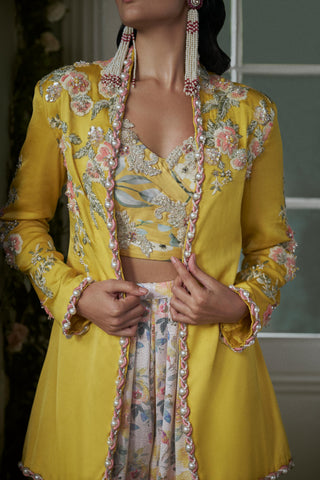 Jacket Set for Contemporary Wear – Yellow Noor by Nitika Gujral