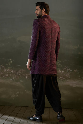 Sherwani set for Indian Wedding – Purple Black Navyaa by Nitika Gujral
