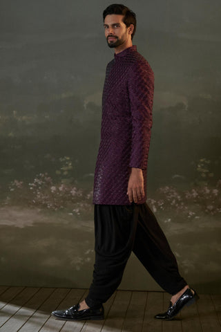 Sherwani set for Indian Wedding – Purple Black Navyaa by Nitika Gujral
