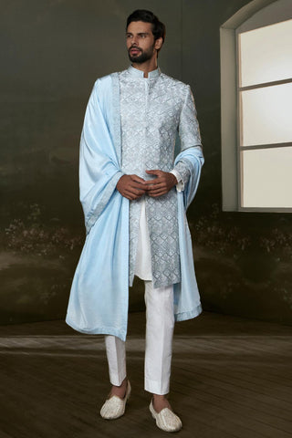 Sherwani set for Indian Wedding – Powder Blue Navyaa by Nitika Gujral