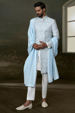 Sherwani set for Indian Wedding – Powder Blue Navyaa by Nitika Gujral