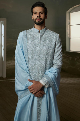 Sherwani set for Indian Wedding – Powder Blue Navyaa by Nitika Gujral
