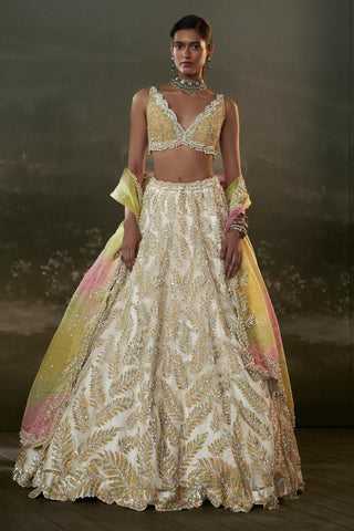 Organza Lehenga Set for Indian Wedding – Ivory Noor by Nitika Gujral