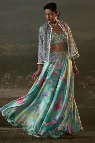 Jacket Set for Indian Wedding – Turquoise Noor by Nitika Gujral
