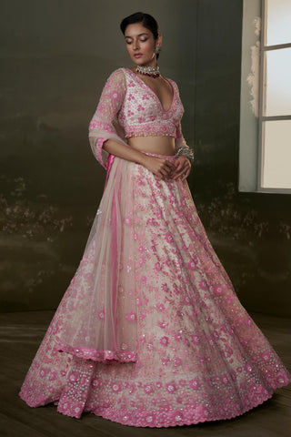 Net Lehenga Set for Indian Wedding – Blush Pink Noor by Nitika Gujral